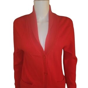 Isabella Glion Wool Cardigan Sweater S Red